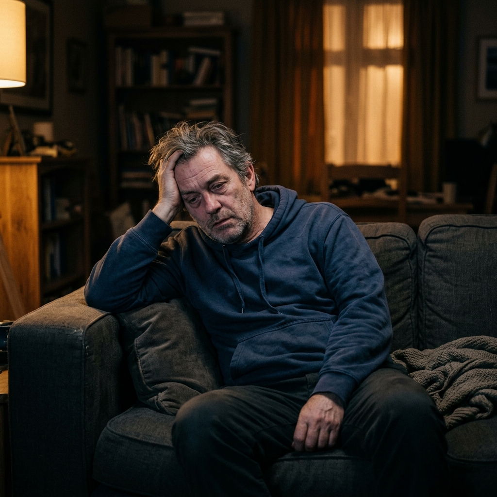 Man looking tired and fatigued