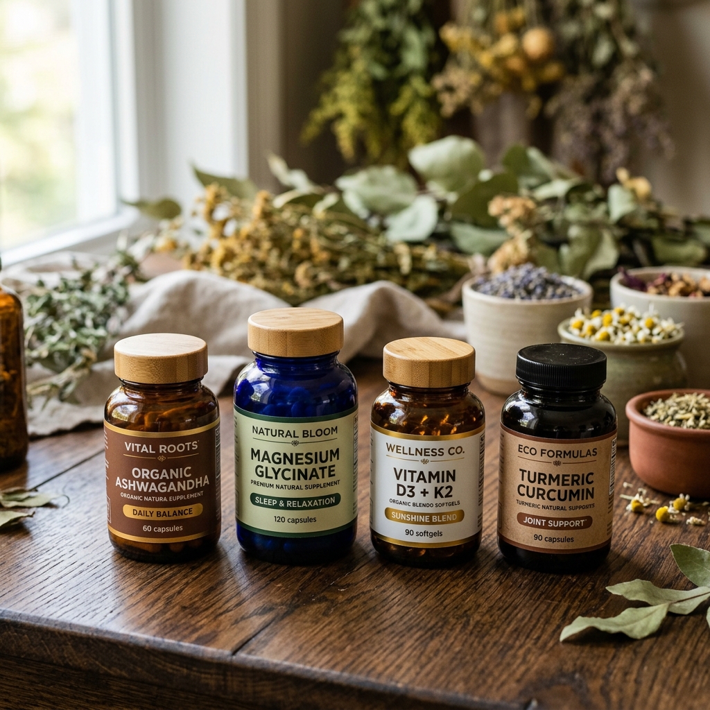 Supplement bottles and vitality